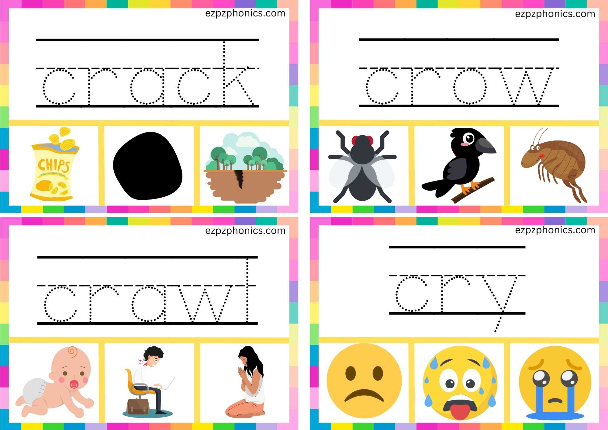 CR Beginning Blends Clip Cards Trace The Words And Clip The Correct Images Set 2